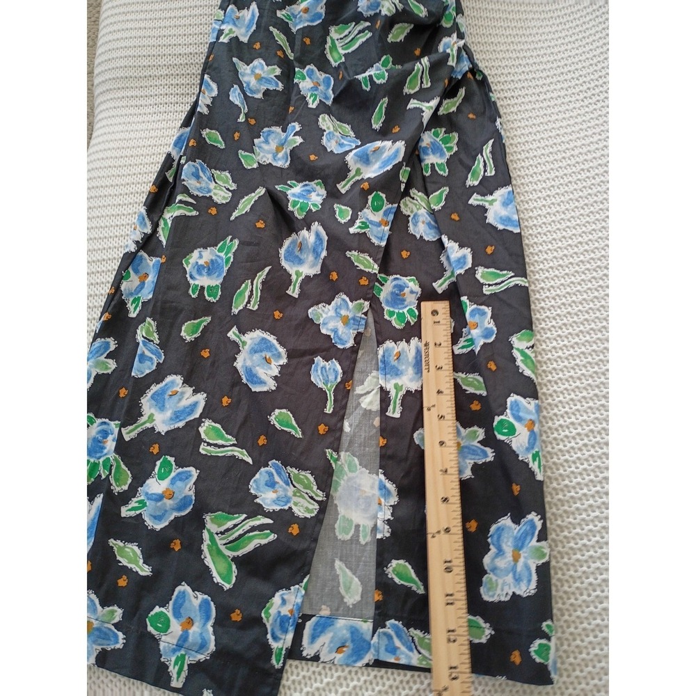 NWT Mello Day Cottagecore Black Floral Smocked Back Maxi Dress Puff Slve Slit S - Picture 6 of 14
